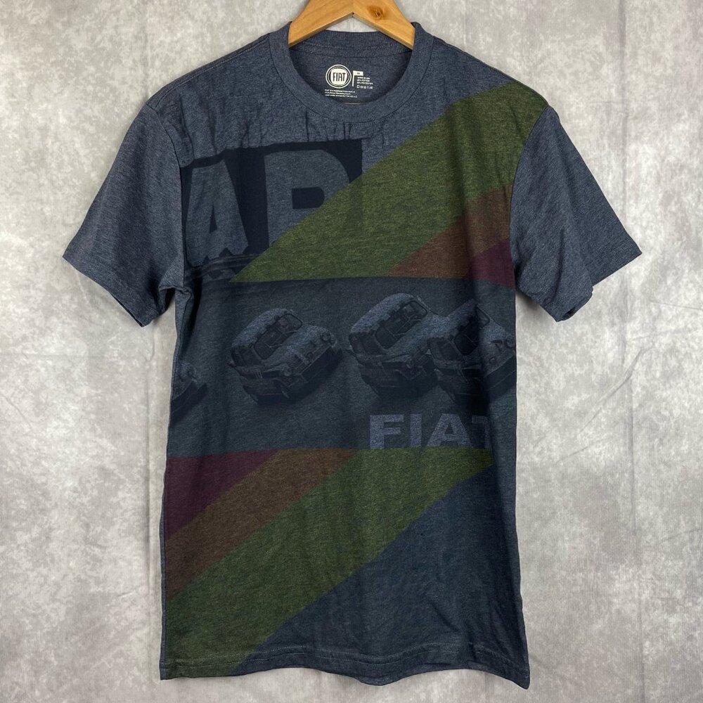 Fiat FCA Men’s Grey T-Shirt Italian Classic Racing Graphic Print Abarth Med USA
